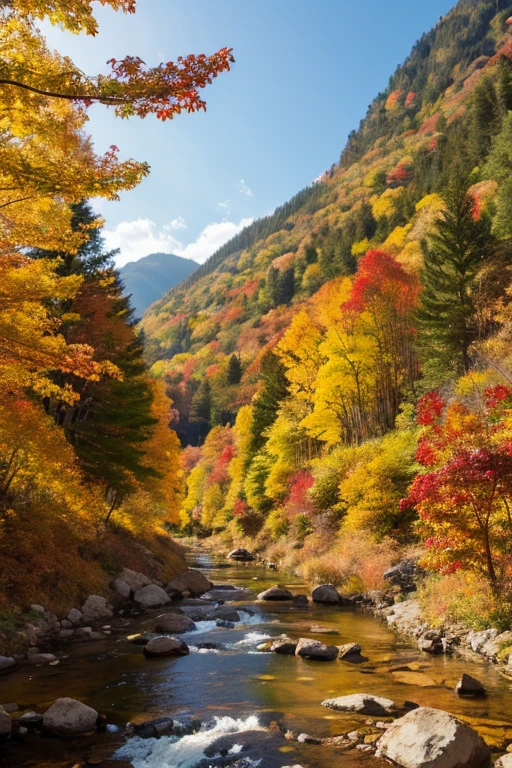 Mountain、autumn leaves