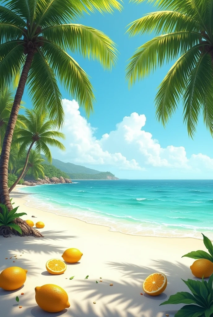 wallpaper beach and palm trees and lemon 