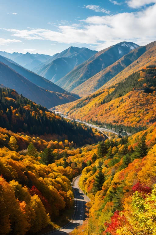 Mountain、autumn leaves