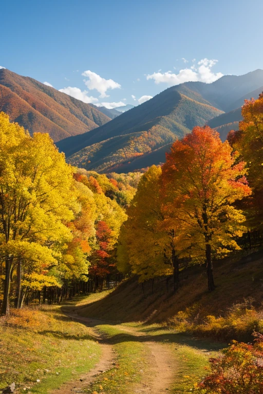 Mountain、autumn leaves