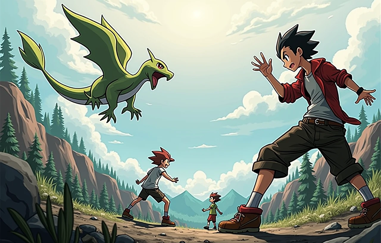 2boy, pokemon trainer, standoff