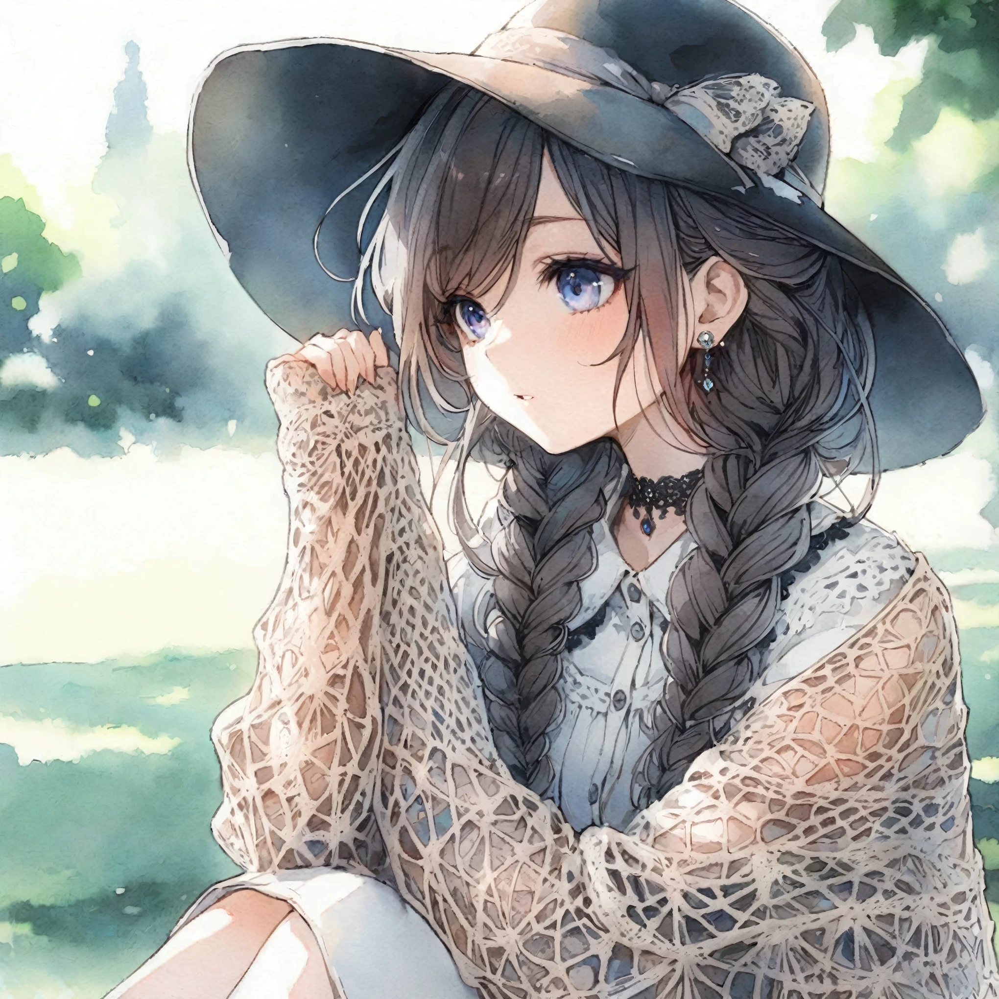 Official art using high-quality hand-drawn watercolor sketch techniques. (best quality,4k,8k,highres,masterpiece:1.2),ultra-detailed,beautiful detailed eyes,A girl with beautiful eyes, everyone, beautiful anime girl, cute anime girl, smooth anime art, anime style, elegant colors, soft lighting, delicate beautiful eyes, very coquettish, (beautiful large breast:1.2), (correct hands:1.2),