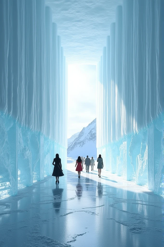 the interior of a hotel made of ice, simple