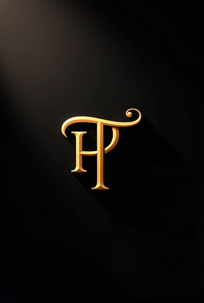 Generate a logo with the letters P and T with a music theme with gold letters and a black background