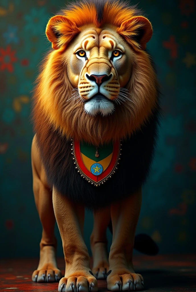 jah lion with jah flag