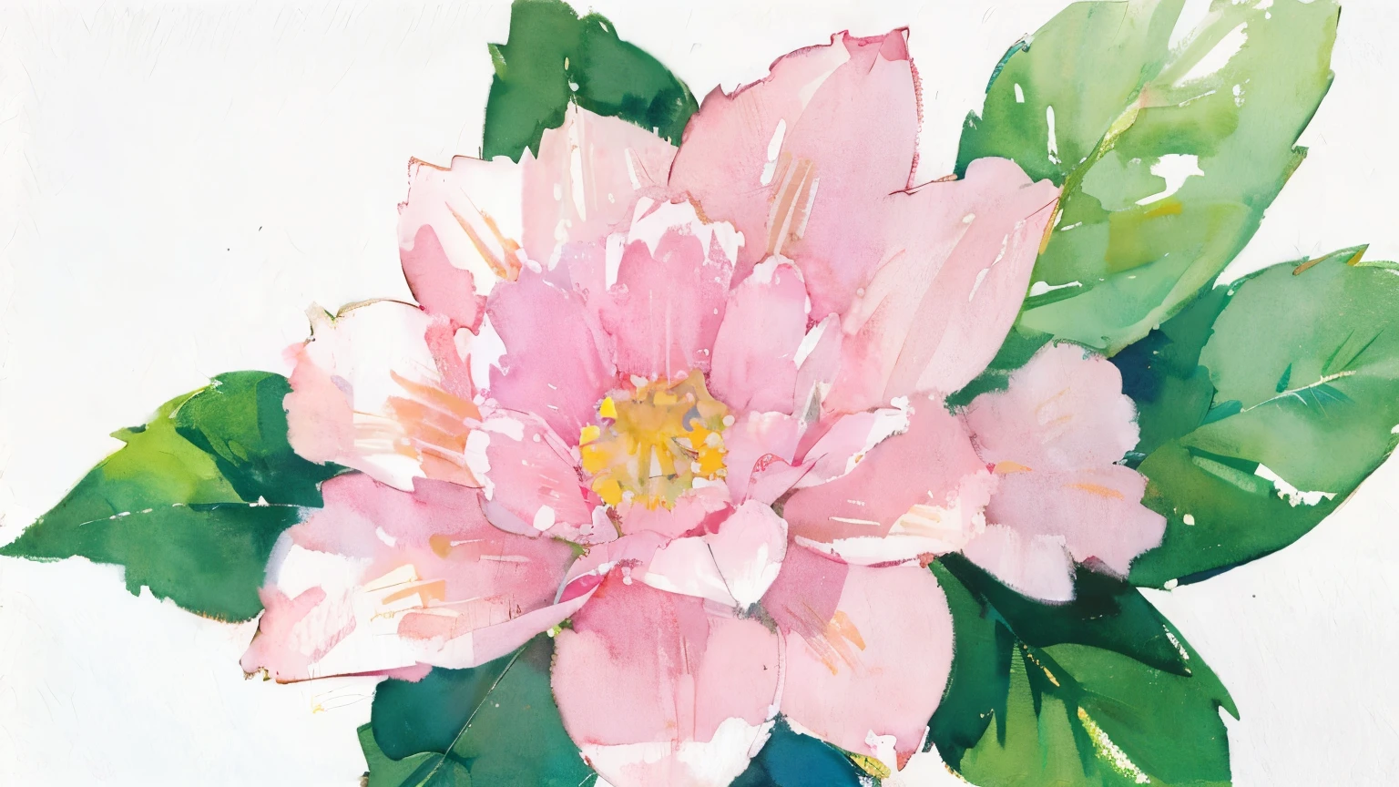pink flower, white background, watercolor