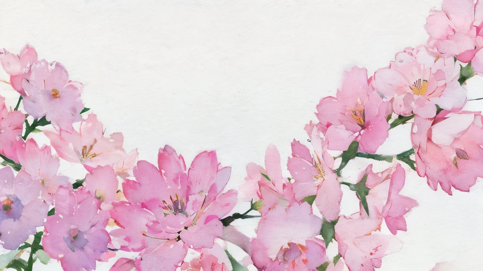 pink flower, white background, watercolor