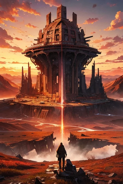 Highest quality、masterpiece、Desolate Earth、wreckage、Red Sky、Surrealism