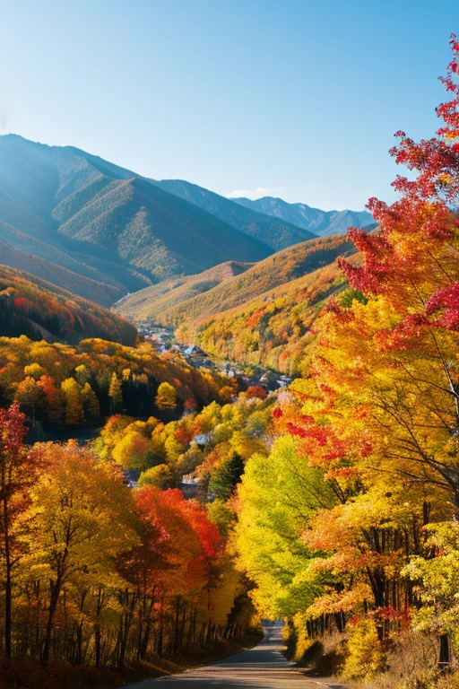 Mountain、autumn leaves