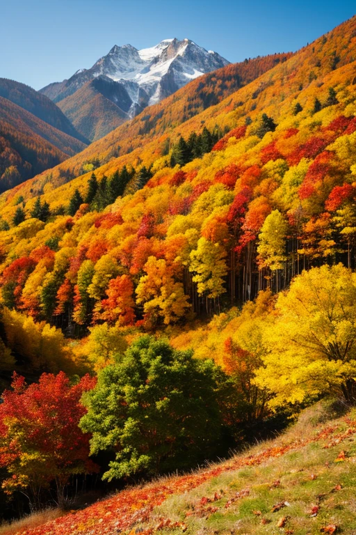 Mountain、autumn leaves