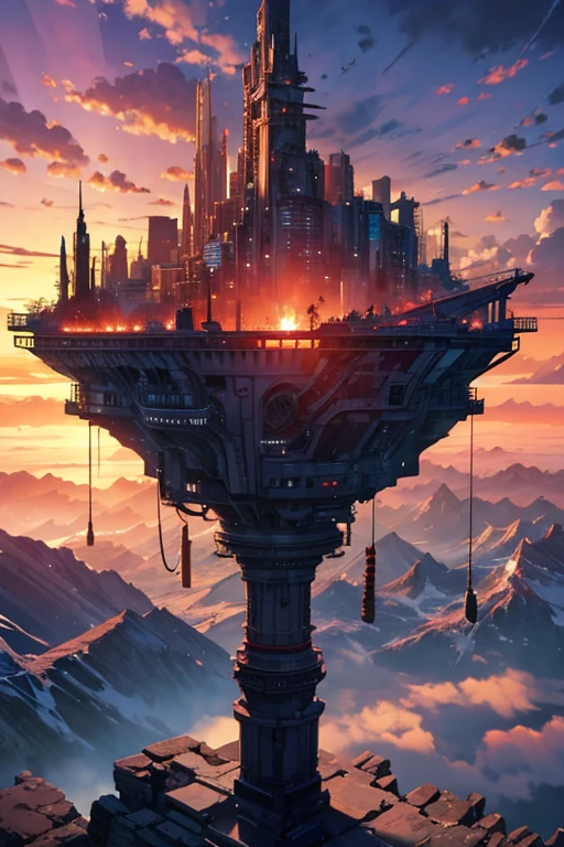 Highest quality、masterpiece、Desolate Earth、wreckage、Red Sky、Surrealism