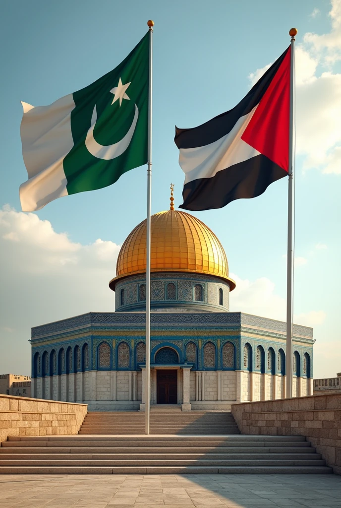 Pakistani and Palestine flag erect together
On Masjid Al Aqsa Crear image