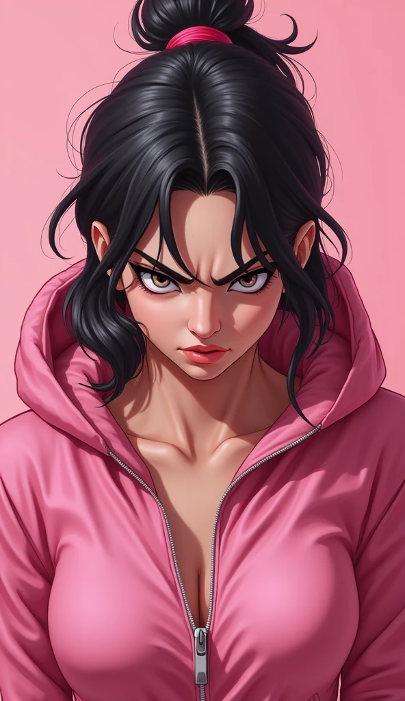 Best quality, ultimate details, masterpiece, 8K wallpapers, official art, Create a girl.make her angry.more angry. The expression should be extremely tense. pink clothes