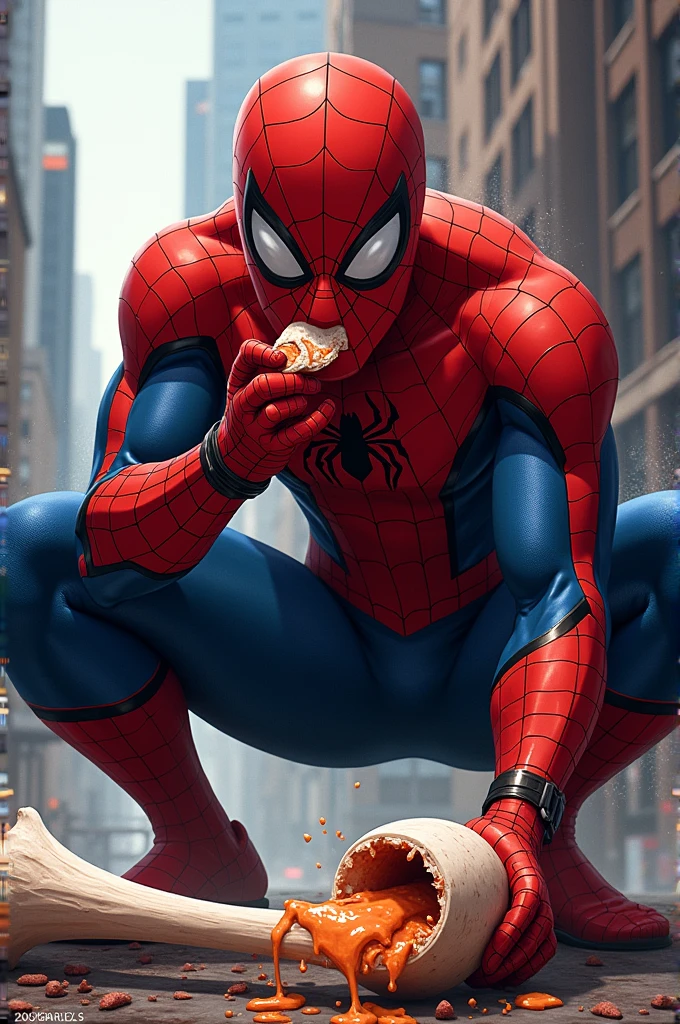 Spiderman eating marrow