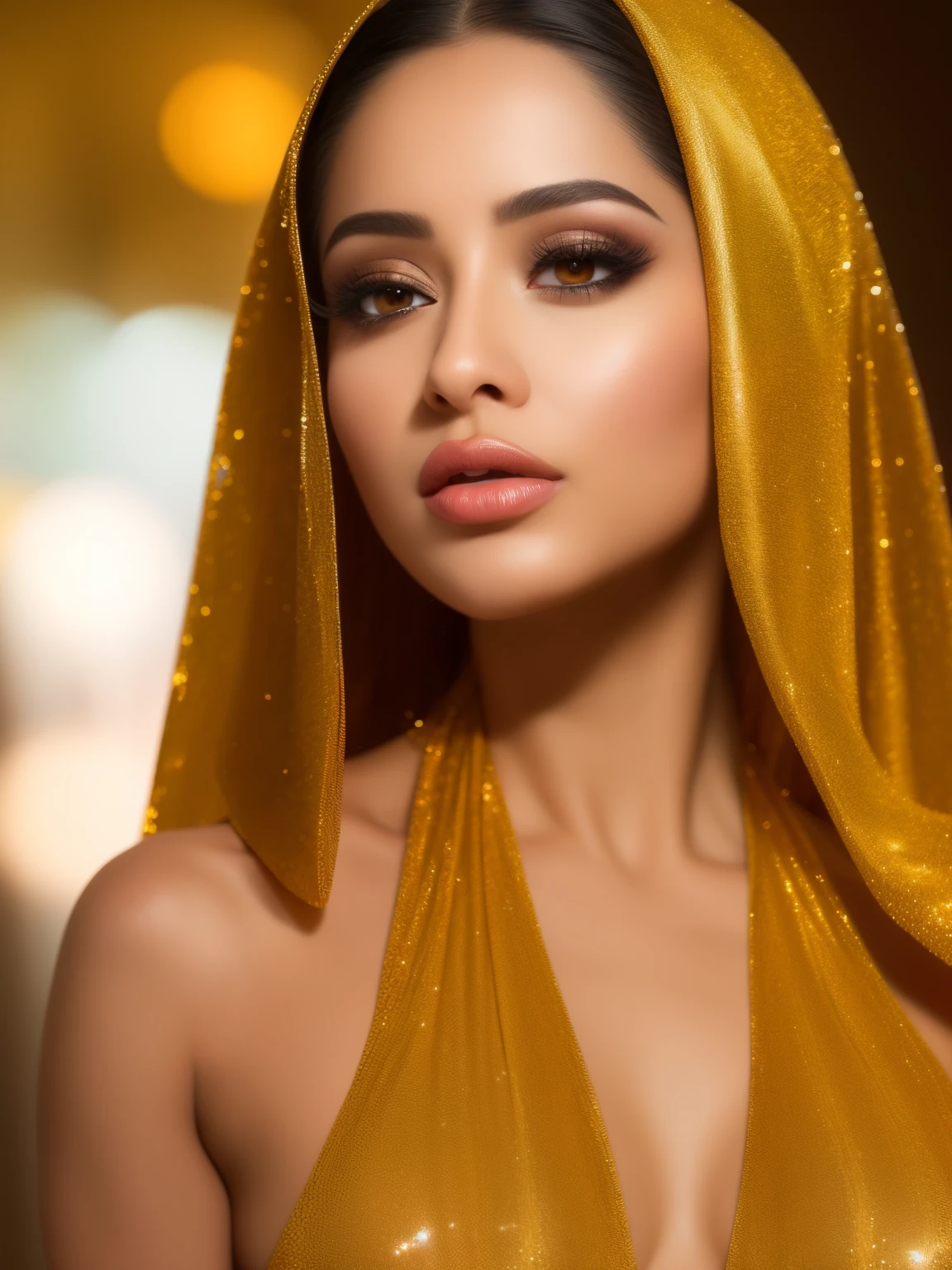 beautiful detailed eyes, beautiful detailed lips, extremely detailed eyes and face, long eyelashes, 1 woman, portrait, photorealistic, 35 years old, Pakistani, golden hair, large breasts, Salman Khan, bedroom, (best quality,4k,8k,highres,masterpiece:1.2),ultra-detailed,(realistic,photorealistic,photo-realistic:1.37),HDR,UHD,studio lighting,ultra-fine painting,sharp focus,physically-based rendering,extreme detail description,professional,vivid colors,bokeh,portrait photography,glamour photography