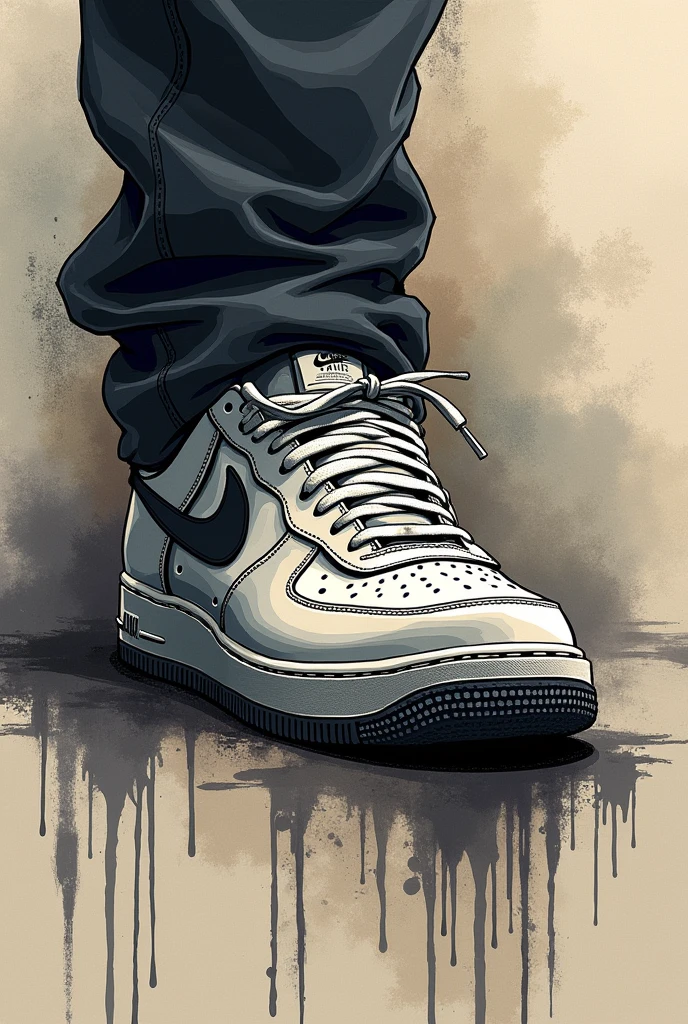 Nike Airforce One Sketch Stained Dripping Art