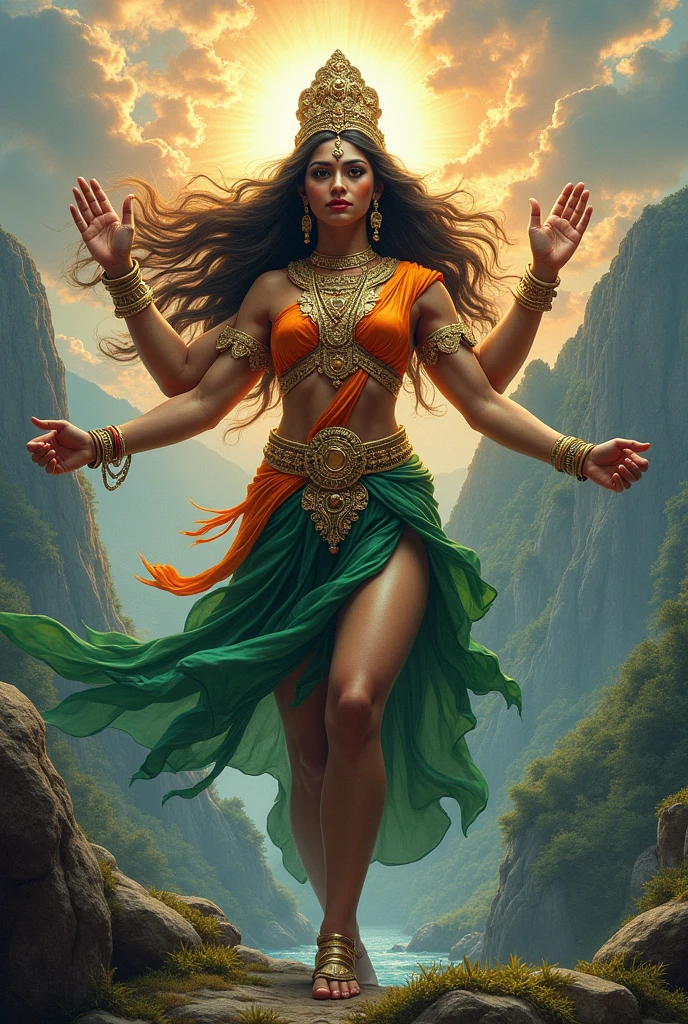 Take this girl is like goddes durga with indian flag
