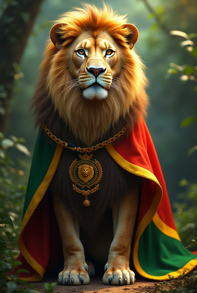 jah lion with jah flag