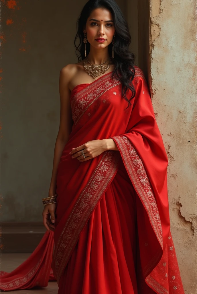 An indian wonen wesring red saree 