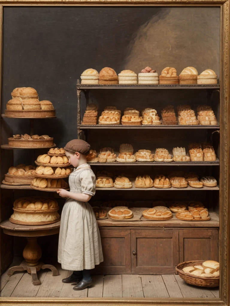 realistic picture,19th early century,in Europe,small bakery