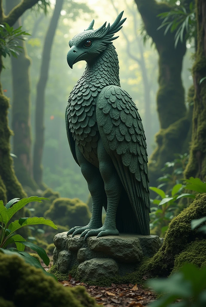 There is a stone statue in the middle of the forest, Virtual Unreal, Promotional film stills, By Simon de Friger, Remains, By Victor Manuel García Valdés, Aspect Ratio 16:9, PS3 Graphics, Quetzal, Cinema stills, Film stills, Inspired by James Cadenhead