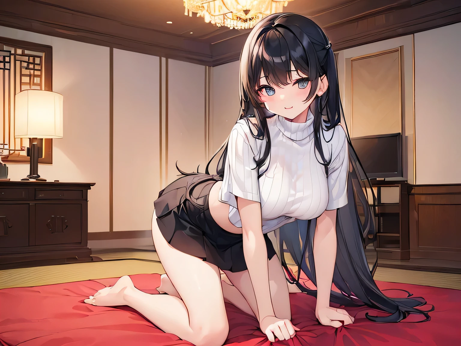 a cute girl megumin from konosuba, small breasts, small ass, wearing white underwear, sat on the bed, ahegao face expression, sexy pose, feet on viewer face, (best quality,4k,8k,highres,masterpiece:1.2),highly detailed face, beautiful detailed eyes, beautiful detailed lips, photorealistic, detailed lighting, cinematic lighting, warm color tones, volumetric lighting, ahegao