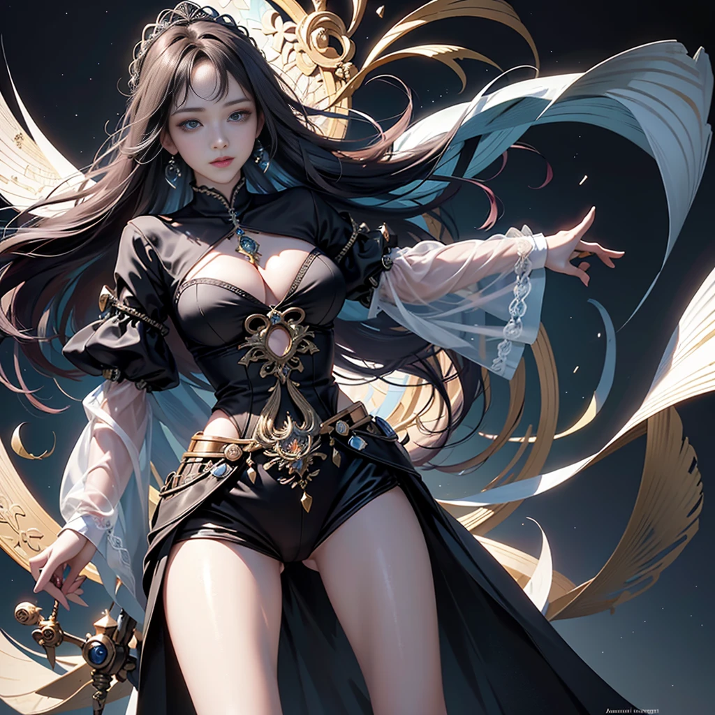 Official Art, Unity 8k Wallpapers, Ultra Detailed, Beautiful and Aesthetic, Masterpiece, Best Quality, (Zentangle, Mandala, Tangled, Entangle), (Fractal Art: 1.3), 1girl, Very Detailed, Dynamic Angle, Cowboyshot, Most Beautiful Forms Chaotic, Elegant, Fauvist Design, Bright Colors, Romanticism, James Jean, Robbie Devi Antono, Ross Tran, Francis Bacon, Michal Mlaz, Adrian Ganey, Petra Kotwright, Gerhard Richter, Takashi Yamamoto, Ashley Wood, atmospheric, ecstatic notes, flow notes visible, (black silk), (whole body),