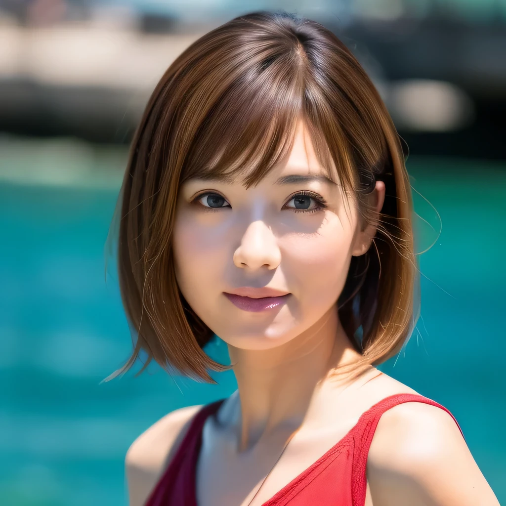 60代のwoman　There are many wrinkles on your face.　60 years old　Japan人woman　Beach with the ocean in the background　Upper Body　60 years old　ふんわりしたshort hair 　明るいBrown Hair　Bob Hair　Brown Hair　Beautiful Hair　woman　With bangs　まとまりのあるshort hair　Brown Hair　　Brown Hair　Beautiful Hair, Shiny Hair　Japan 　short hair　The background is an aquarium　Beautiful aquarium　blue sea　summer　( Your hair is beautiful :1.2) myself　woman　60 years old　Bob Hair　Brown Hair　Beautiful Hair Shiny Hair　Japan( sharpen ), (8k, Highest quality), Unconscious, Please open your eyes, , High resolution, original, (Flat Color:0.9),(colorful:1.1),(masterpiece:1,2), Highest quality, masterpiece, High resolution, original, Highly detailed wallpaper, audience&#39;perspective, alone, Portraiture, Mature Woman Body Set, smile, If you look at this, vivid sea background,Natural Wrinkles, Wrinkles around the eyes, Surreal, Natural Skin, Natural Hair Color, 真っ赤な唇 鮮やかで常summerのイメージ　Guam beaches　Facial wrinkles　Wife　60代のwoman　There are many wrinkles on your face.