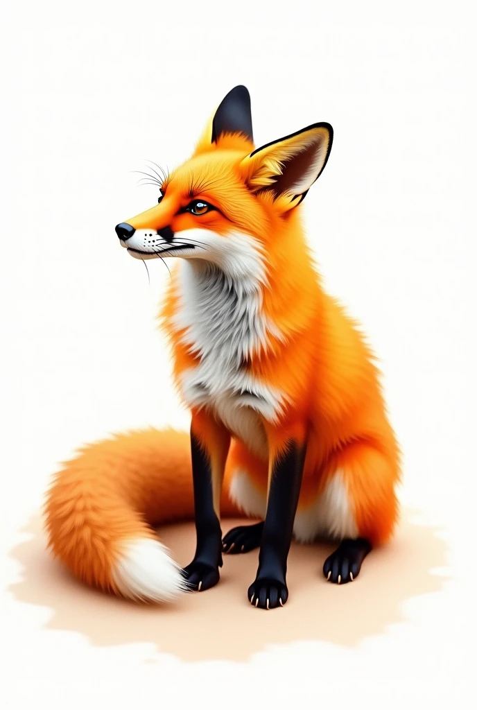 airbrushed fox, orange tones, Background white