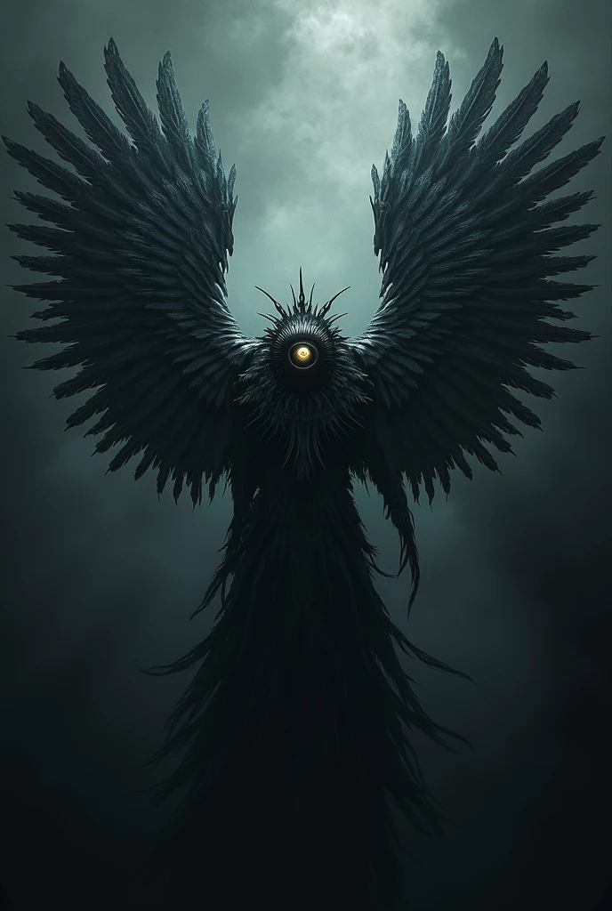 Photo realism , seraph : Raphael,  a giant eye with 10 wings in dark appearance 