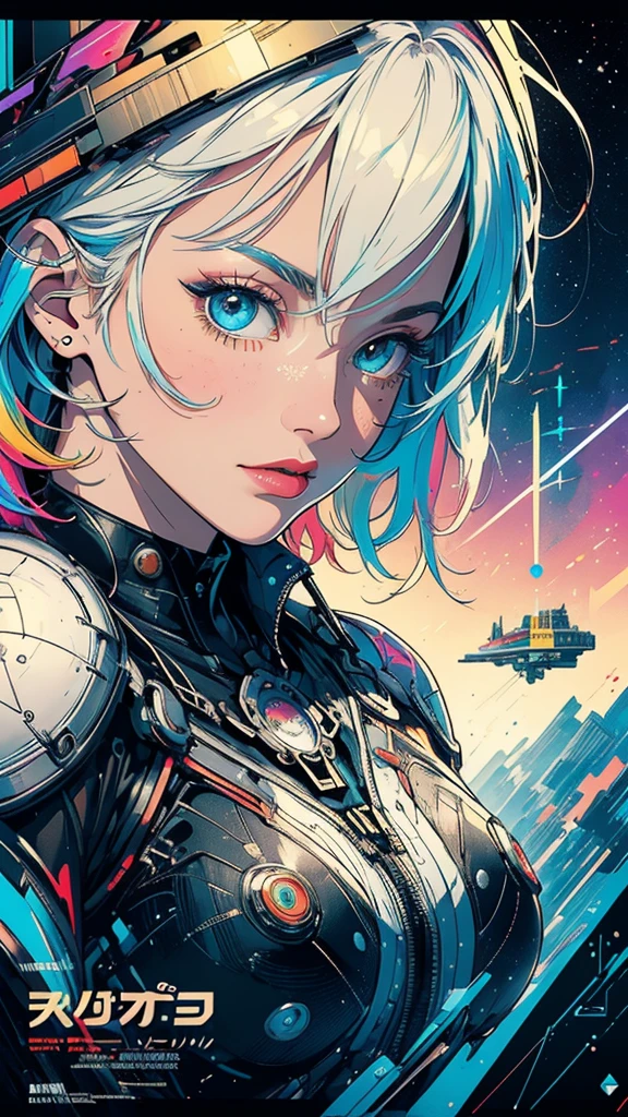 (((masterpiece, highest quality))),(((solo:1.2))),(((1girl:1.2))),32k wallpaper, very detailed, poster, vintage science fiction,(((((geometric cinematic movie poster))))), (bauhaus), shape,(((abstract))),(mid century modern),movie poster,(((((portfolio))))),(((((Close-up))))),(((((bust up))))),((((more various angle)))),(((highlight))),Vast landscape,((((heterochromia)))),(((complete. detailed face))),(((Extremely talented))),(((most complecated machine))),((Overall colorfully))