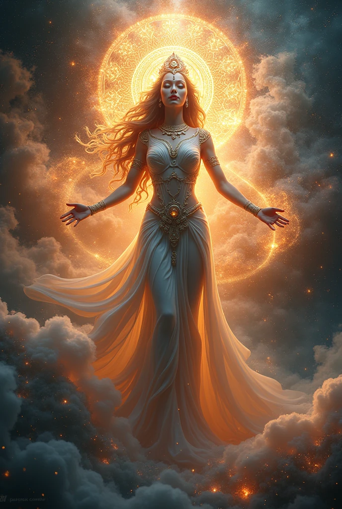 Imagine The Devine Universal Mother, The maternal Cosmic Power, The Supreme Radiant Power, Shakti. Hd, High detail, High contrast, High texture, Hyper realistic, Cinematic