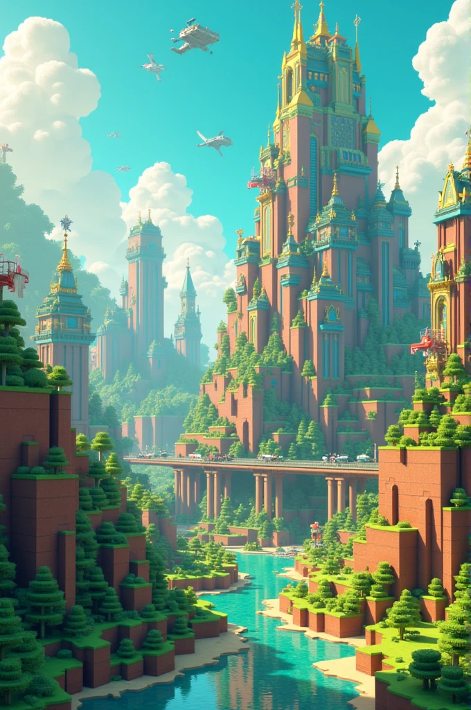 Uttopia city with minecraft style