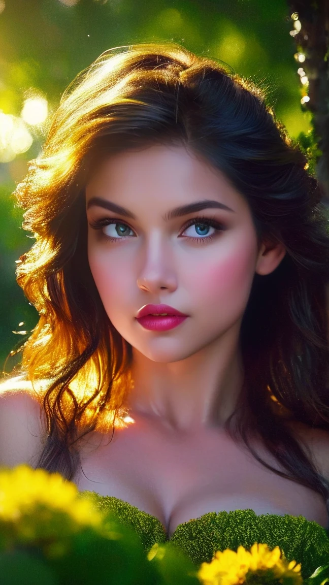A girl in a garden,half:illustration,beautiful detailed eyes,beautiful detailed lips,Extremely detailed eyes and face,long eyeslashes,Plump breasts，gigantic cleavage breasts:1.6，High Resolutions,ultra detailed,fotorrealist,vivid colors,bokeh,Portraits,warm tones,soft lighting, (The best quality,4k,8k,High Resolutions,masterpiece:1.2),ultra detailed,(realist,fotorrealist,fotorrealist:1.37),classical,Amazing,beautiful detailed eyes,flying through the sky, dramatic lighting, cinematic composition, vibrant colors, epic fantasy,beautiful detailed lips,Extremely detailed eyes and face,long eyeslashes,oil painting style,Canvas texture,old fashioned dress,Golden lighting,Garden landscape,colorful flowers,romantic atmosphere,vintage colors,soft sunlight,serene expression,elegant pose
INFO
