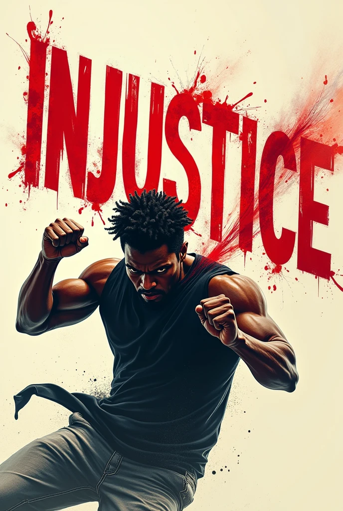 A person is punching the word injustice