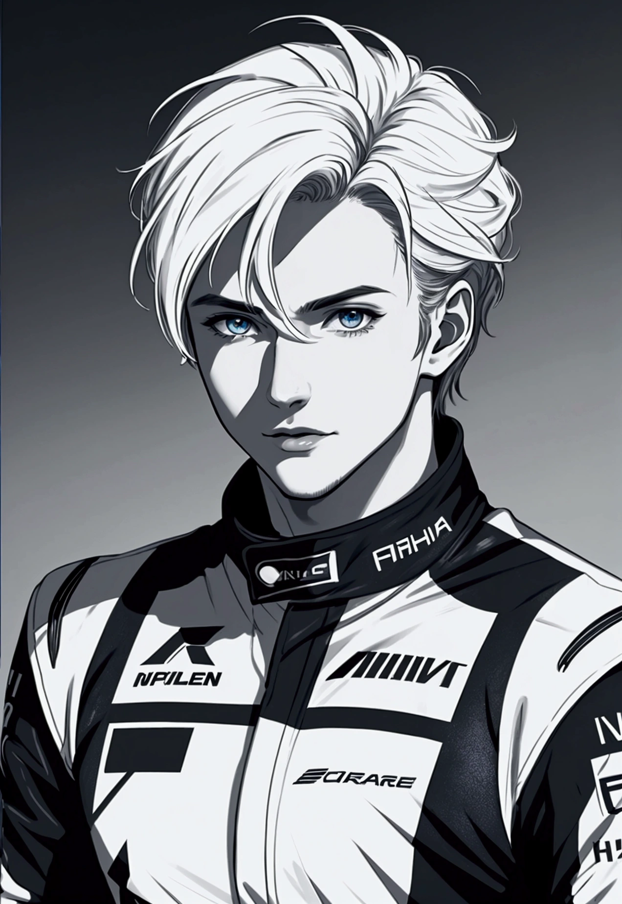 high quality,High resolution,16K,Sharp lines,1 person,Male Formula 1 racing driver ,Handsome, At the race venue,,Beautiful face in every detail,Detailed clothing,Beautiful Eyes,nice,Dynamic Angle