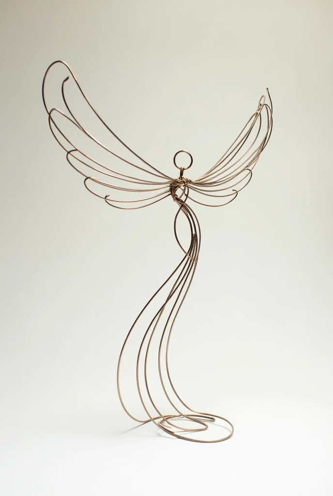 A simple abstract wire craft sculpture of an angel 