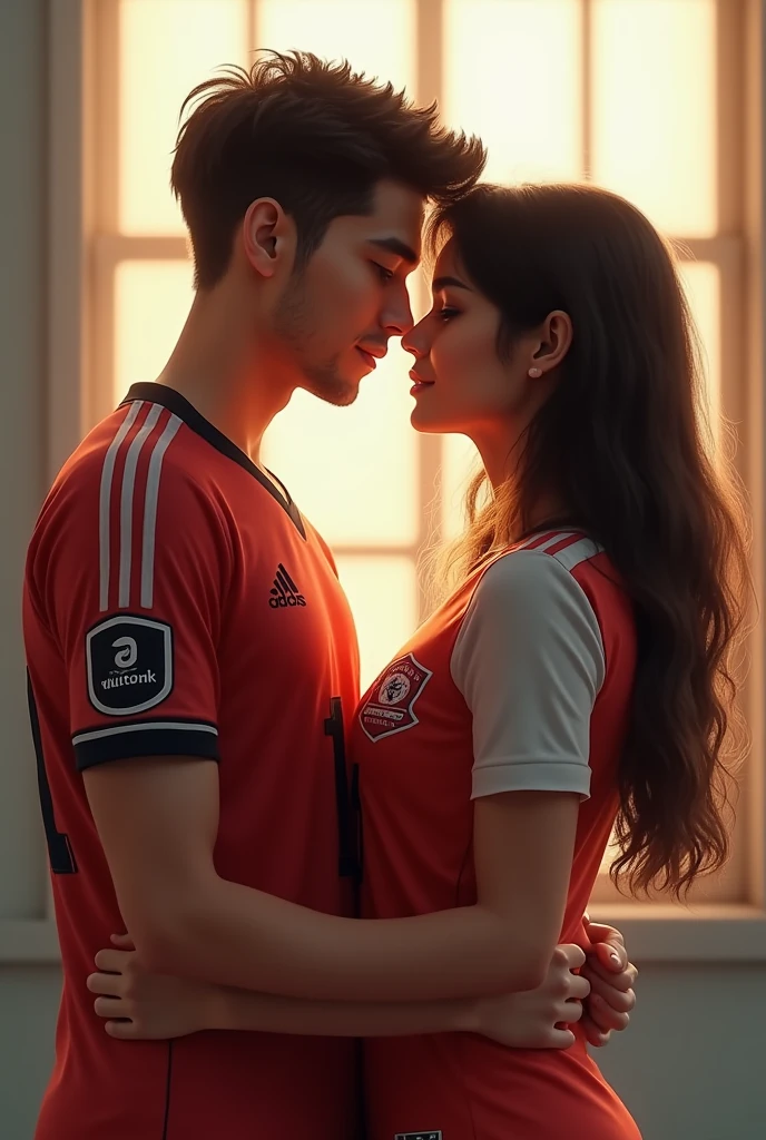 A couple whose jersy numbers are 14, male name is Arefin, girl name is Mithila, make me a couple pic
