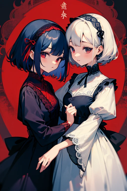 Best quality: 1.0), (Super High Resolution: 1.0), extremely detailed character, detailed hands, half-dragon girl, horns, scales on the neck, scales on the shoulders, scales on the forearm, scales on the cheek, extremely detailed black dragon tail, extremely detailed hair, short hair, white hair, black locks, extremely detailed eyes, yellow eyes, cat eyes, 2d, tomboy girl, anime art, yin-yang symbol in the background of the image half blurred, ((prey))