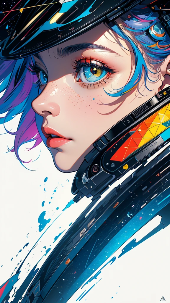 (((masterpiece, highest quality))),(((solo:1.2))),(((1girl:1.2))),32k wallpaper, very detailed, poster, vintage science fiction,(((((geometric cinematic movie poster))))), (bauhaus), shape,(((abstract))),(mid century modern),movie poster,(((((portfolio))))),(((((Close-up))))),(((((bust up))))),((((more various angle)))),(((highlight))),Vast landscape,((((heterochromia)))),(((complete. detailed face))),(((Extremely talented))),(((most complecated machine))),((Overall colorfully))