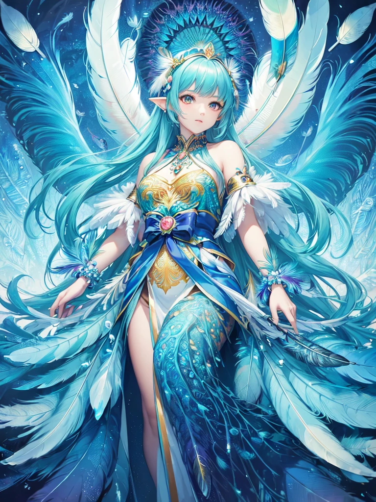 cute (best quality, masterpiece), (colorful:1.2),perfect face, best illustration, ,(feather:1.6), incredibly absurdres, underwater,(fractal art:1.5),wings, (astral fairy), (mystical), high detailed official artwork, anime fantasy artwork, (epic fantasy), ((ethereal)),eastern costume,(dynamic angle),full body