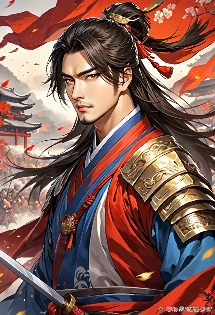 Three Kingdoms Zhou Yu, very handsome, 갑옷, nice guy,, spear