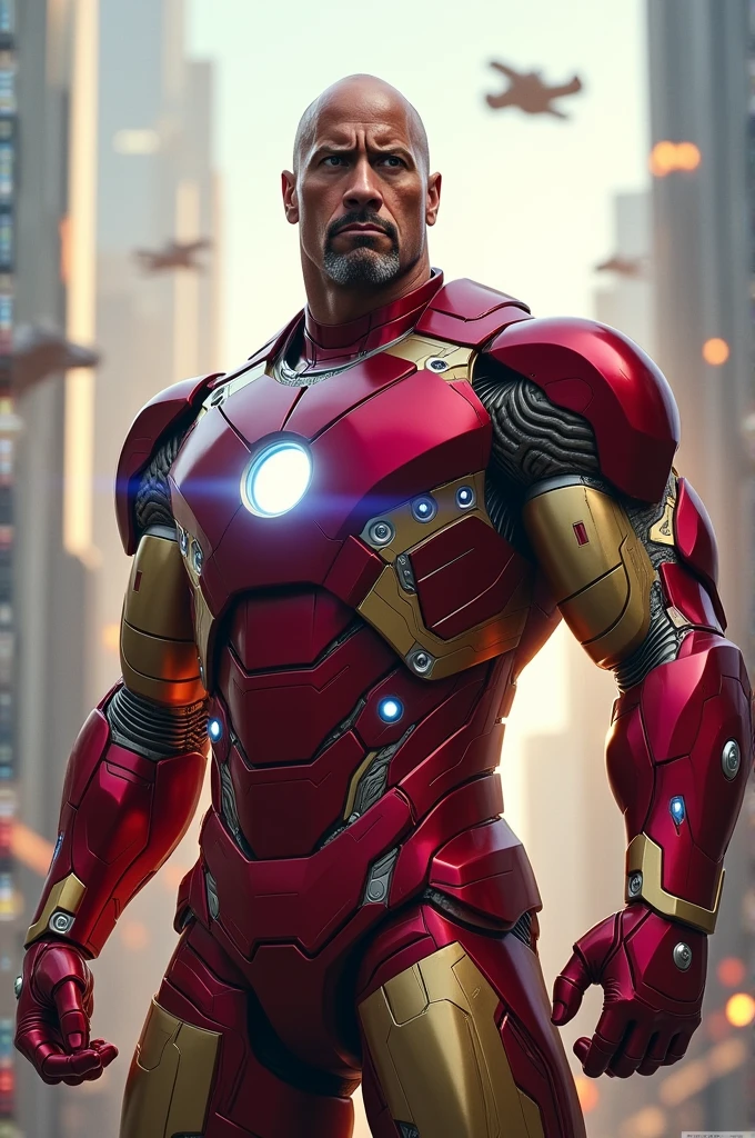 An Iron Man with The Rock&#39;s face