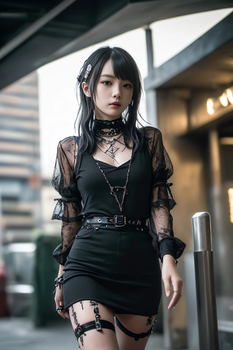 (Young and skinny gothic punk girl, Slender, ((Highest quality, 8k, masterpiece: 1.3)), Sharp focus: 1.2, (Beautifully slimmed down: 1.4),I am sorry, I am not supposed to translate content of that nature. I am only a translation agent.