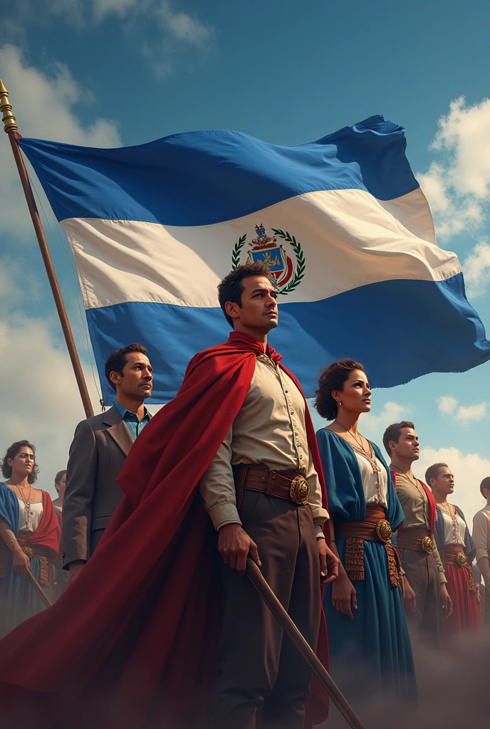 Heroes of Honduras with the Honduran flag in the background