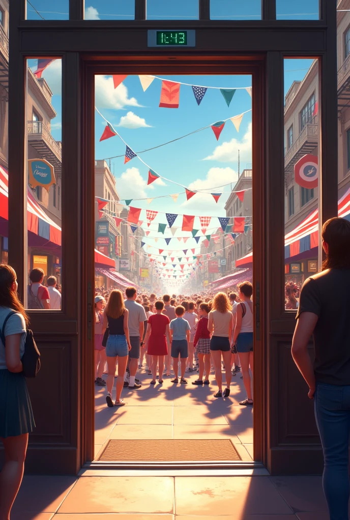 Automatic Door open and wish Happy Independence day 