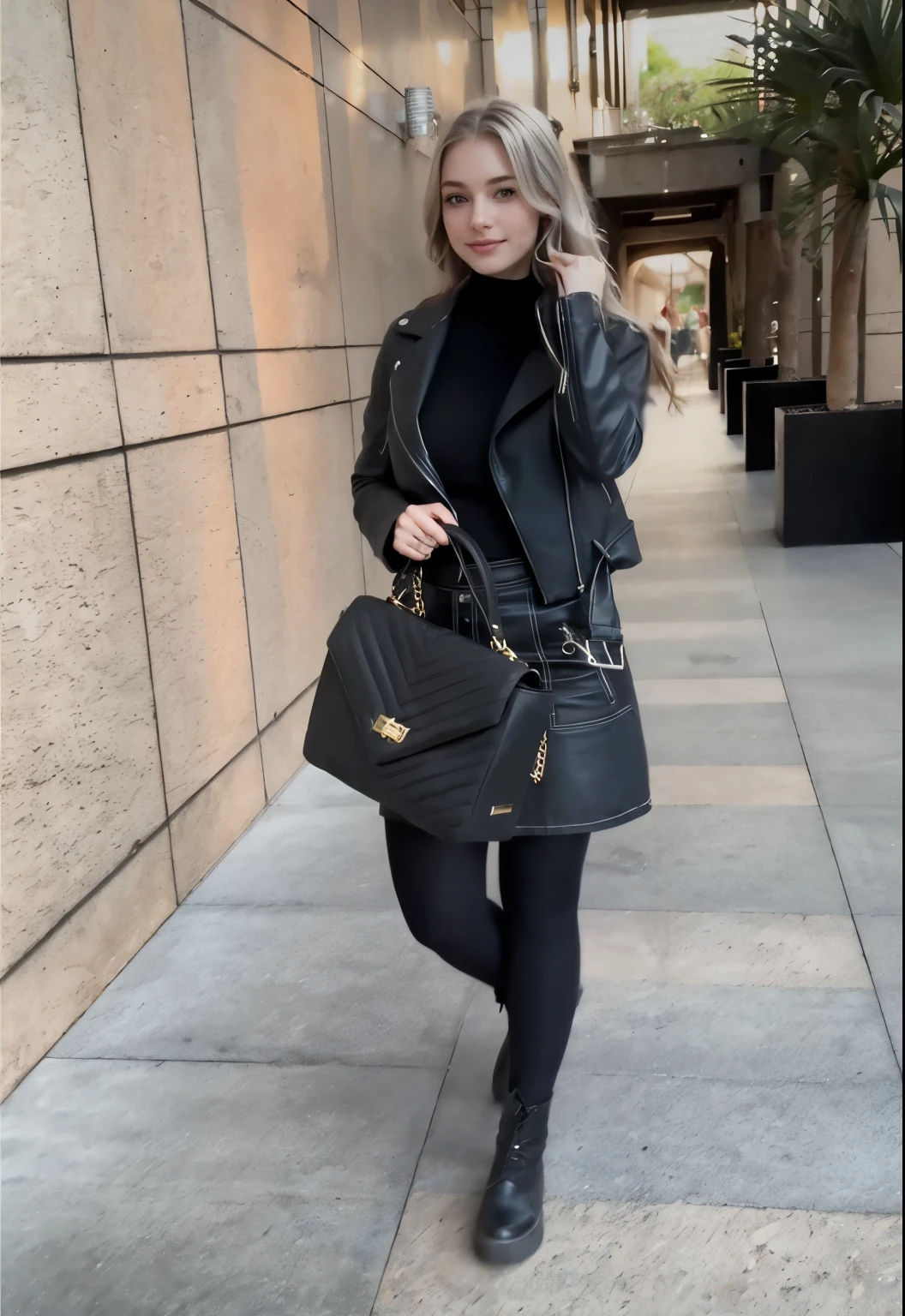 Face of a woman, americana, age 25, pale skin and freckles, grey-eyed, delicate nose, soft and delicate lips, Long Wavy Gray Blonde Hair, Sweet smile, cabelo solto e cheio, mão mexendo no cabelo