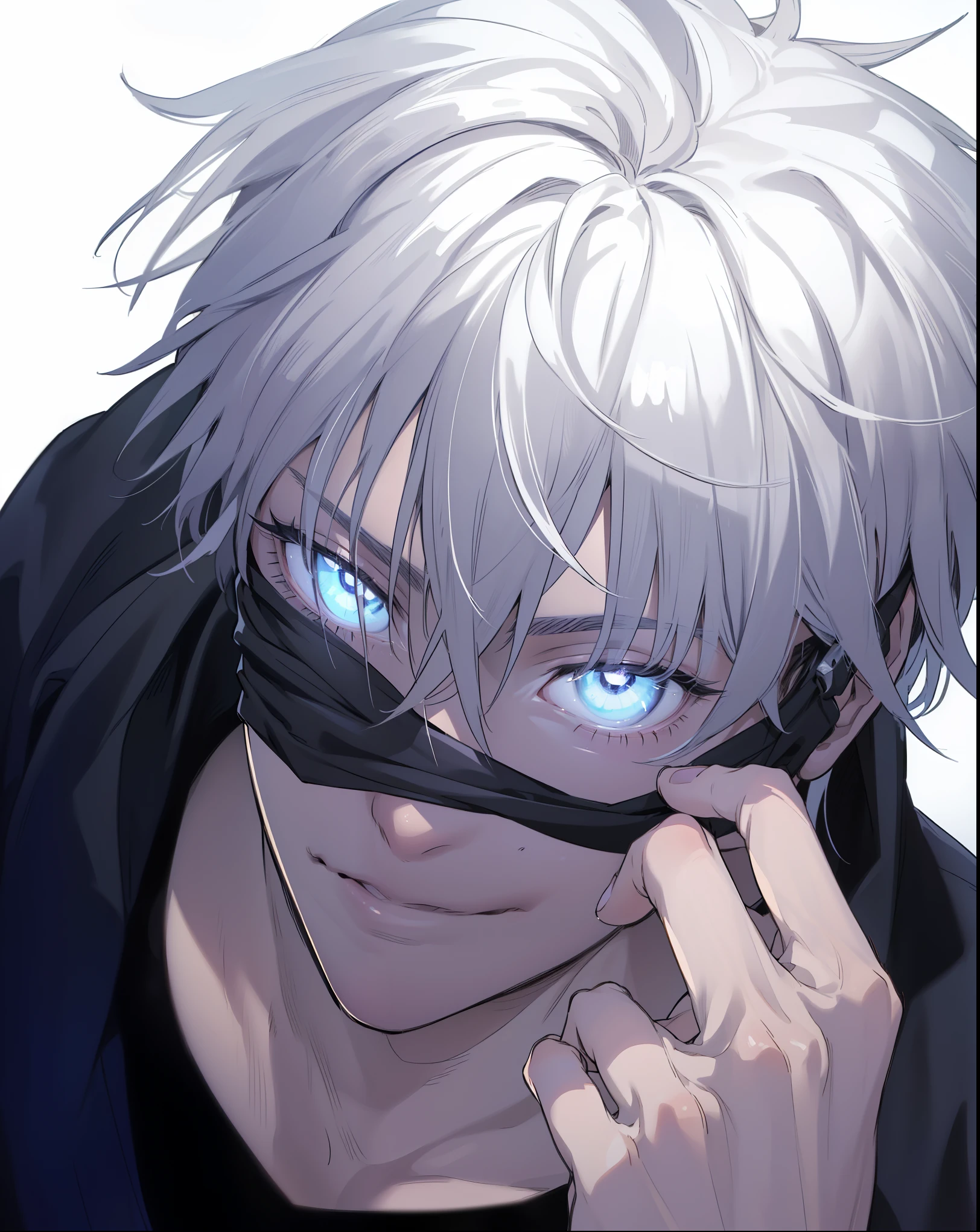 (absurdities, High Resolutions, ultra detailed, HdR), masterpiece, NSFW, The best quality, Jujutsu Kaisen, gojo Satoru, 1 man only in combat, handsome, short hair, White hair, vibrant blue eyes, fine eyes and detailed face, removing black blindfold from eyes, (((fire, llamas, To his back)) armor, ((Intricate weapon)). Final Fantasy, sexy, abs, badass pose, anime boy, Anime hombre handsome, anime male character, Badass Anime 8K, Detailed anime character art, Concepto de anime HdR Anime MacManus, anime boy, Ikuto Yamashita, CG anime soft art, manga wallpaper 4k, inspired by Yamagata Hiro, anime wallaper