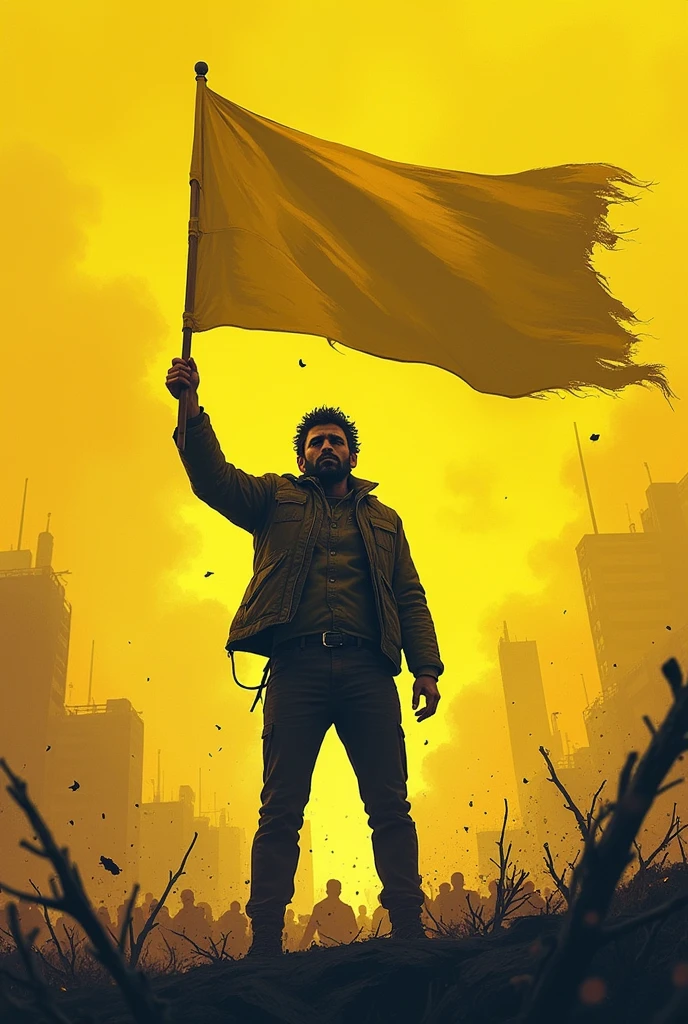 revolutionary with yellow flag