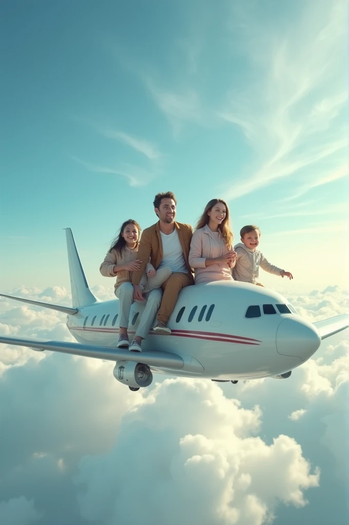 Family flying to Canada without plane ın the sky.